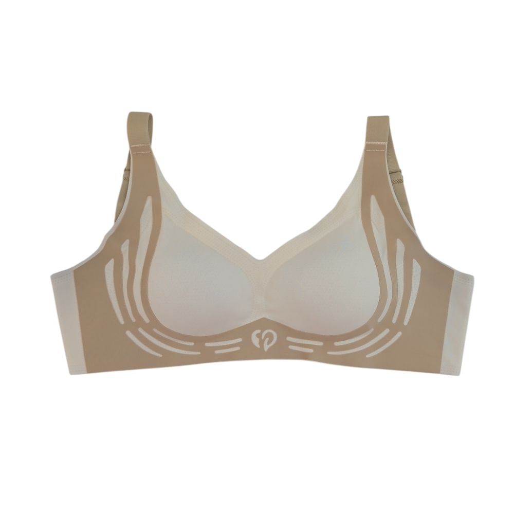 Seamless Wireless Push Up Comfy Padded Bra XXL Beige Tan